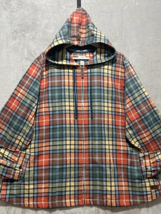 L.L. Bean Jackets & Blazers - L.L. Bean Scotch Plaid Flannel Women's 3X Relaxed Zip Hoodie Lightweight Logo